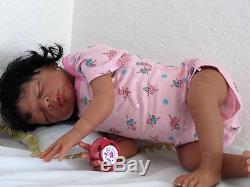 Reborn African American/Ethnic/Biracial Baby Kaya- sleeping w. Heart beat! Read