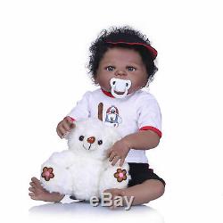 Reborn Baby Dolls African American 23 Full Body Silicone Baby Boy Doll Washable