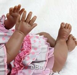 Reborn Baby Dolls Lifelike Weighted Black Girl Doll 22 Inch with Teddy Toy