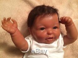 Reborn Berenguer 18 African American Baby Boy Doll Rooted Hair Full Vinyl Body