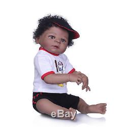 Reborn Black Baby Doll Full Body Vinyl Baby Look Real African American Bebe 23