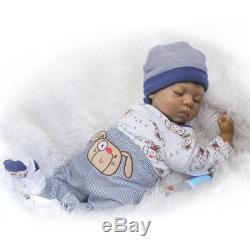 Reborn Black Boys Soft Silicone Baby Dolls Sleeping African American Boy 20 inch