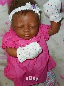 Reborn baby biracial ethnic African American baby girl doll