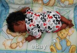 Reborn baby boy sleeping ethnic doll newborn biracial AA OOAK Realborn Dominic