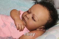Reborn baby doll sweet African American newborn baby Girl Ella with 3d skin OOAK