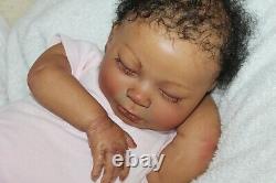 Reborn baby doll sweet African American newborn baby girl Meg with 3d skin OOAK