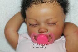 Reborn baby doll sweet African American newborn baby girl Meg with 3d skin OOAK