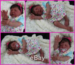 Reborn baby girl doll sleeping Ethnic Biracial AA OOAK Handmade Baby Kierra