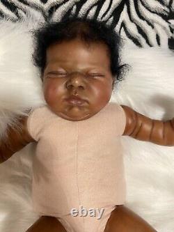 Reborn baby girl doll sleeping Newborn ethnic AA biracial black ready to ship
