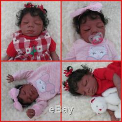 Reborn baby girl doll sleeping Newborn ethnic Latino AA biracial