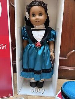 Retired 18 American Girl Doll Cecile Rey New in box with hair net Hat Red Dress