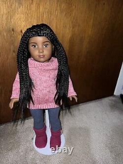 Sabine Custom African American Girl Doll OOAK Black Braided Hair Golden Eyes