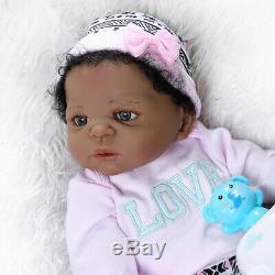 Silicone Full Body Baby Reborn Dolls Girl African American Black Vinyl Toys 23