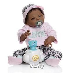 Silicone Full Body Baby Reborn Dolls Girl African American Black Vinyl Toys 23
