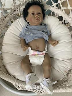 Silicone Full Body Boy Reborn Baby Dolls 22 African American Real Life Newborn