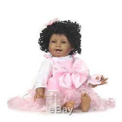 Smile Reborn Newborn African American Ethnic Biracial Baby Girl Dolls Black Hair