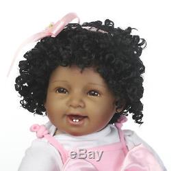 Smile Reborn Newborn African American Ethnic Biracial Baby Girl Dolls Black Hair
