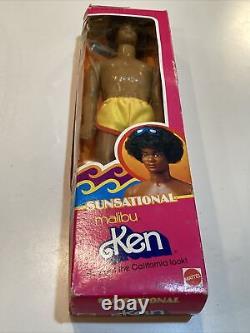 Sunsational Malibu Ken #3849 Black African-American Rooted Afro NIB Mattel 1981