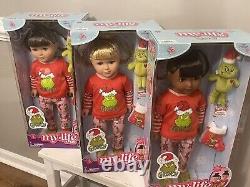THREE3? My Life As Grinch Sleepover 18 inch Poseable Dolls- Complete SET