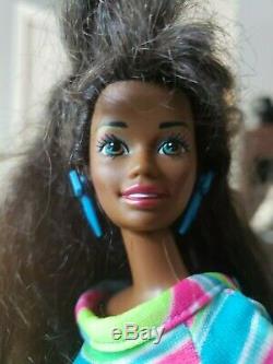 TOTALLY HAIR BARBIE Doll AFRICAN AMERICAN 1992 Original Dress Ring Earrings RARE