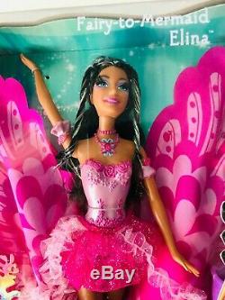 VHTF Barbie Fairytopia Mermaidia Fairy-to-Mermaid AA Ethnic Elina Wings Tail