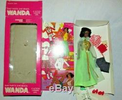 VTG 1972 Shindana Toys Doll Wanda Black African American in package w acc