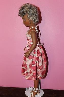 Vintage 18 African American Fashioin vinyl doll vinyl high heels