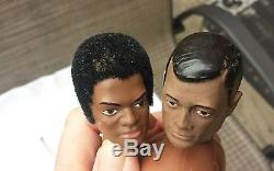 Vintage 1964 Hasbro 2 GI JOE Figure Dolls African American Black 4PARTS dolls