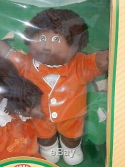 Vintage 1985 Coleco African American Cabbage Patch Twin Dolls Boy Girl