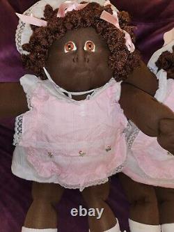 Vintage 1986 Twin Cabbage Patch African American Soft Sculpture Little People