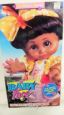 Vintage 1990 Galoob African American SO SORRY SARAH Baby Face Doll NRFB