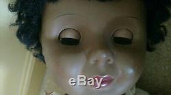 Vintage 35 Unmarked Black African American Toddler Doll Playpal style