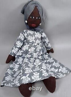 Vintage African American Rag Doll Handmade Cloth Folk Art Large Big 25 inch OOAK