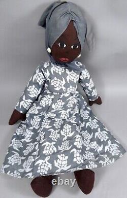Vintage African American Rag Doll Handmade Cloth Folk Art Large Big 25 inch OOAK
