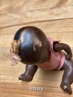 Vintage Antique African American Bisque Doll with Cloth One-Piece Japan 5.5