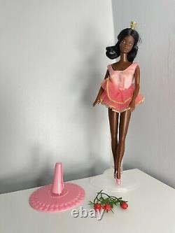 Vintage Barbie 1976 Ballerina Cara African American AA Doll with Stand, Roses, Etc