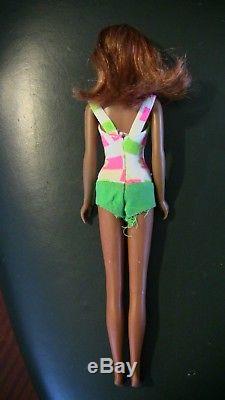 Vintage Black African American redhead Francie Barbie doll with bathing suit