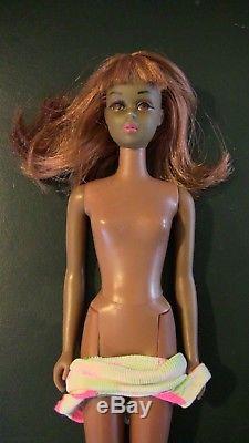 Vintage Black African American redhead Francie Barbie doll with bathing suit