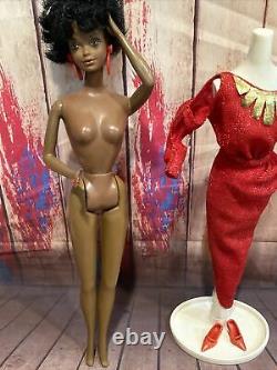 Vintage Black Barbie doll- Original 1980 Red Disco Clothes Steffie Face & AFRO