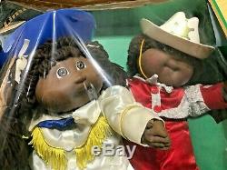 Vintage CPK Dolls 1985 Twin Cowboy African-American Girl & Boy withPapers