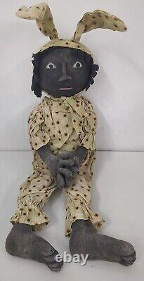 Vintage Folk Art African American Black Americana Rag Doll Handmade
