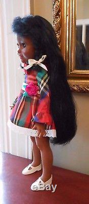Vintage Ideal Tara African American Doll with Christmas Plaid Dress