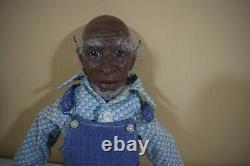 Vintage Magge Head 1973 Black Porcelain Man Doll Signed C Combs 16 (v820D)