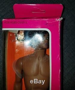 Vintage Mattel Barbie Sunsational Malibu African American Black Ken real afro