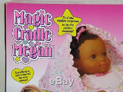 Vintage Tyco Magic Cradle Megan African American Doll New Baby Locket Necklace