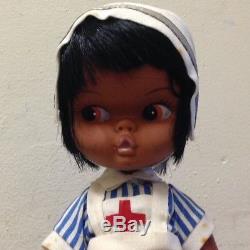 Vintage rare Herman Pecker Black Nurse African American Doll 9 big eyes 1960's