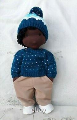 Waldorf boy doll 16 inch, Handmade toys, Rag doll, African American doll